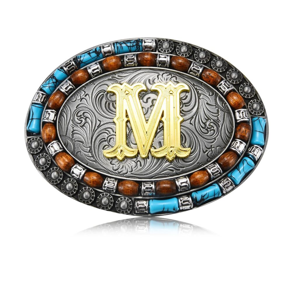 7524 Western Initial Letter ABC to XYZ Belt Buckle, Native American